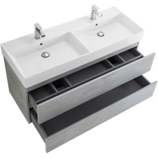 База под раковину Cezares подвесная, под раковину с двумя чашами, с двумя выкатными ящиками, Beton, 1200x460x500, MOLVENO 46-120-2C-SO-2-BET